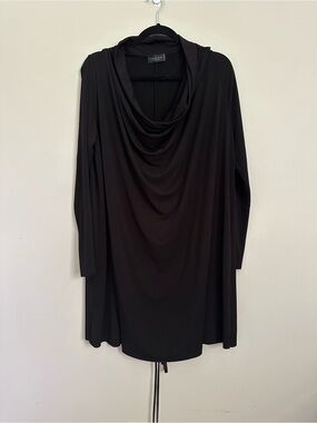 Jennifer Tattanelli Casini Black Cowl Neck Dress L Lagenlook Avant Garde Italy